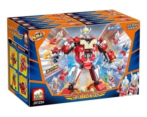 Hộp sản phẩm bộ lắp ráp Juxiang JX1234 Chiến Binh Vũ Trụ Ultraman Giáp Cường Hóa 8 trong 1 cho bé trai 6 tuổi, giá rẻ.