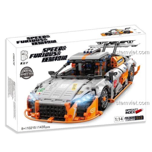 Hộp sản phẩm bộ lắp ráp Siêu xe Audi R8 K Box 10215, gồm 1435 chi tiết, tỉ lệ 1:14, món quà hấp dẫn cho bé trai.