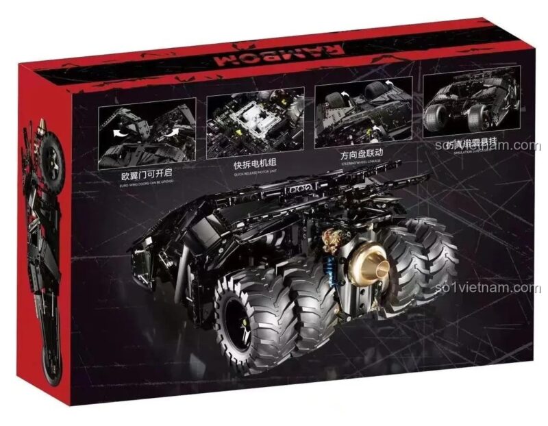Hộp bộ xếp hình K-Box 10517 Xe Batman Rambom, 2830 mảnh, tỉ lệ 1:8, thiết kế hầm hố, cho bé trai 14 tuổi