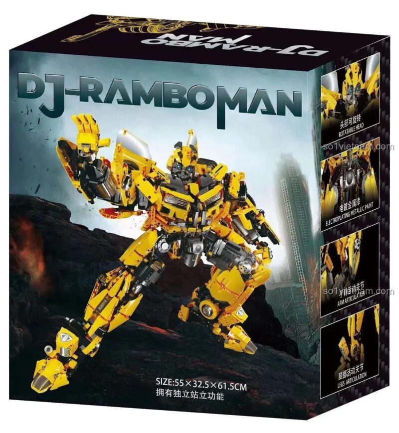 Thiết kế hộp ấn tượng của bộ xếp hình V5007 Robot Bumblebee, thể hiện các khớp nối linh hoạt và kích thước lớn.