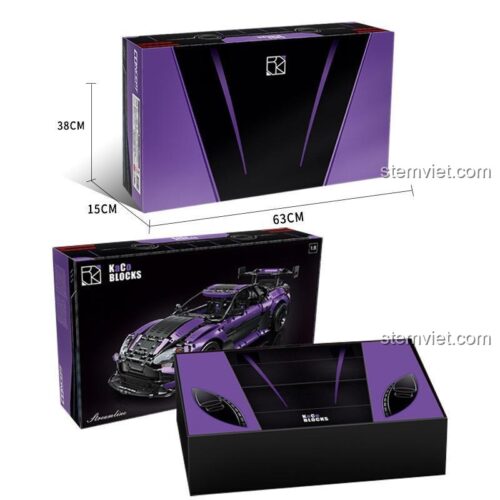 Kích thước hộp và mô hình đồ chơi mô hình Aston Martin Vantage GT3 phiên bản Technic C001.
