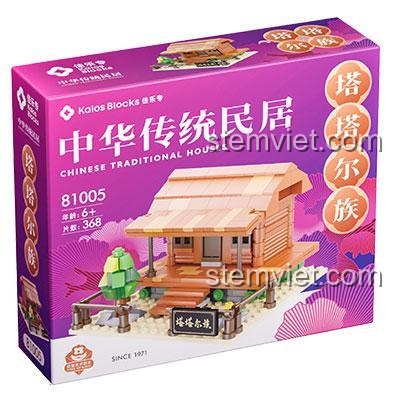 Hộp sản phẩm bộ xếp hình Kalos Blocks 81005 nhà truyền thống Tatar, đồ chơi mô hình 368 chi tiết, chất lượng cao.