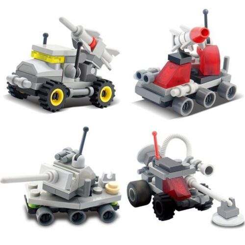 bộ lắp ghép Xe quân sự mini KAZI 8007. Đồ chơi cho bé trai 6 tuổi, giá rẻ, gồm 4 mô hình xe chiến đấu tí hon.