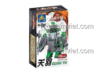 Hộp sản phẩm đồ chơi lắp ráp KAZI 87007 Mecha Quan Vũ, bộ xếp hình Quan Vũ chiến thần 120 mảnh.