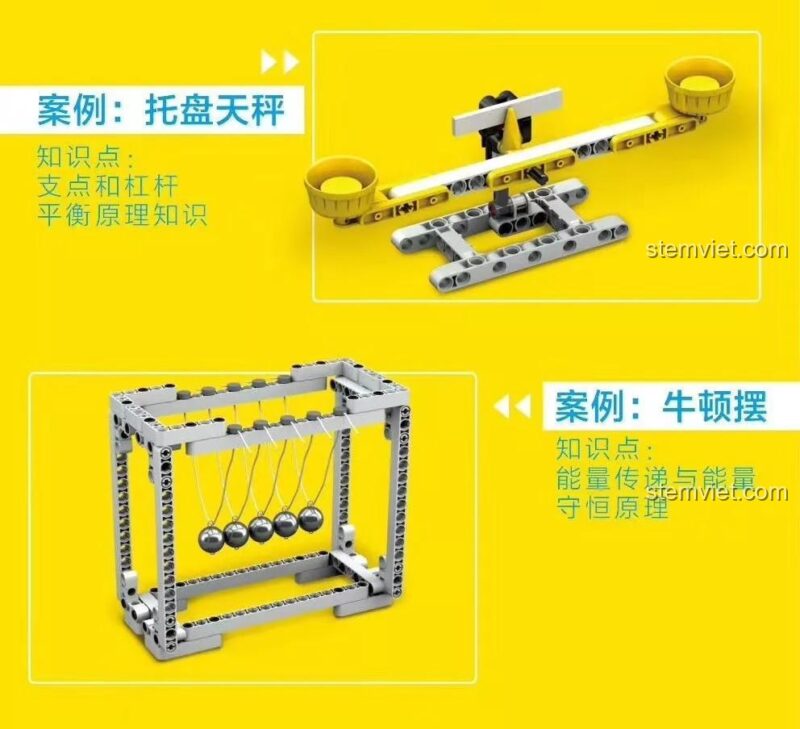 Lắp ráp mô hình cân đĩa và con lắc Newton với bộ KAZI KJ 30092, khám phá nguyên lý vật lý vui nhộn.