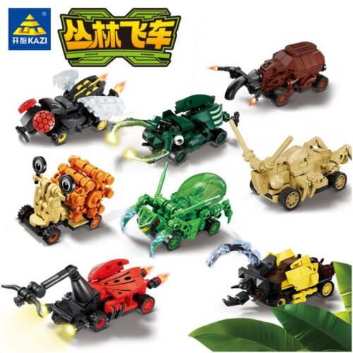 Bộ lắp ráp 8 xe đua côn trùng KAZI KY6158 với động cơ kéo lùi, đồ chơi cho bé trai 8 tuổi giá rẻ.