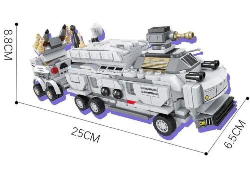Bộ lắp ghép Xe bọc thép hành tinh KAZI KY6622, đồ chơi lắp ráp cho bé trai 6 tuổi, giá tốt, thể hiện kích thước mô hình 25x6.5x8.8cm.