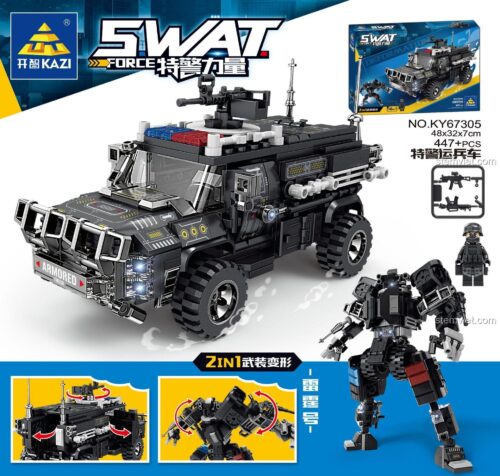 Hộp đồ chơi lắp ráp xe đặc nhiệm SWAT và Robot KAZI KY67305 giá rẻ.
