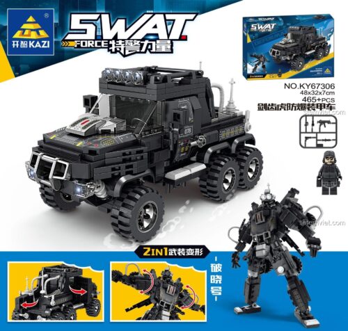 Hộp đồ chơi lắp ghép Robot Biến Hình SWAT KAZI 67306 với 465 mảnh, quà tặng cho con trai.