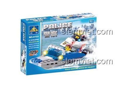 Hộp đồ chơi mô hình Tàu Cảnh Sát Biển KAZI 6733, gồm 125 mảnh ghép, món quà lý tưởng cho bé trai.