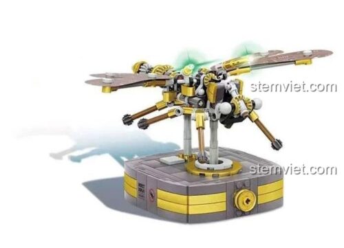 Bộ lắp ráp Chuồn chuồn Steampunk KAZI 7708 với đế trưng bày và cơ chế vỗ cánh độc đáo, giá tốt.