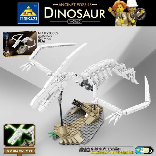 Bộ đồ chơi KAZI KY80032 Khủng long Pterosaur phát sáng, mô hình xương khủng long cổ đại, 321 mảnh ghép, phù hợp bé trai 6 tuổi, giá tốt.