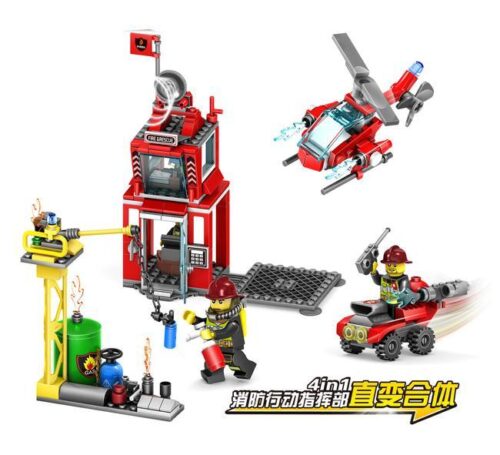 Bộ lắp ghép KAZI KY80515-4 Trạm Chỉ Huy Cứu Hỏa 4in1, đồ chơi lắp ráp cho bé trai 6 tuổi, biến hình đa năng, giá tốt.