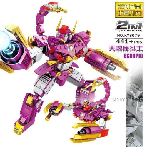Mô hình Robot Thiên Yết KAZI KY8079 biến hình 2 trong 1, đồ chơi lắp ráp cho bé trai 6 tuổi