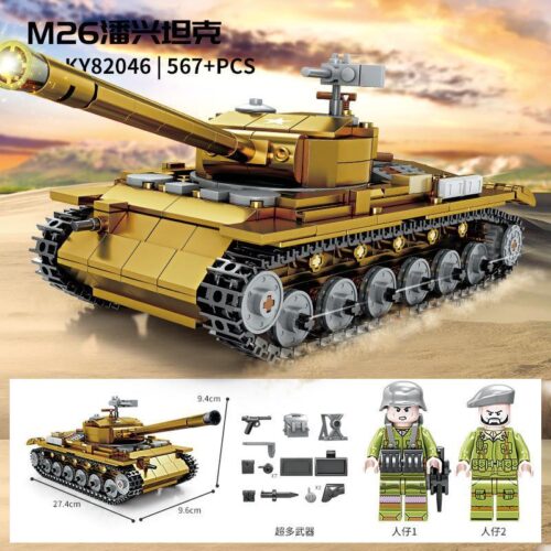 Bộ đồ chơi KAZI KY82046 Xe Tăng M26 Pershing, mô hình quân sự 567 mảnh ghép chất lượng cao cho bé trai 6 tuổi, giá tốt.