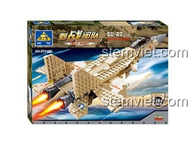 Hộp sản phẩm đồ chơi mô hình Tiêm kích Su-27 Flanker KAZI 84021, gồm 339 chi tiết, quà tặng hấp dẫn cho con trai.