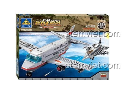 Hộp đồ chơi mô hình KAZI 84022, bộ xếp hình Máy bay vận tải quân sự và tiêm kích, quà tặng cho con trai.