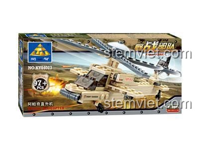 Mô hình đồ chơi lắp ráp KAZI KY84023 Trực thăng chiến đấu Apache sau khi hoàn thiện, phù hợp cho bé trai 6 tuổi, giá rẻ.
