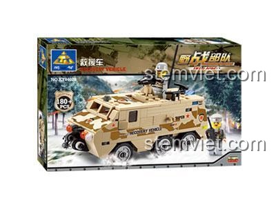 Hộp sản phẩm đồ chơi mô hình Xe Cứu Hộ Quân Sự KAZI 84026, món quà quân sự hấp dẫn cho con trai.