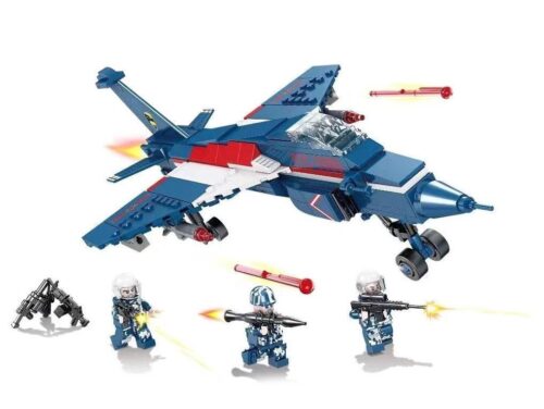 Bộ đồ chơi KAZI KY84097 Máy bay chiến đấu J-10 (Sơn Ưng) với 3 minifigure và vũ khí