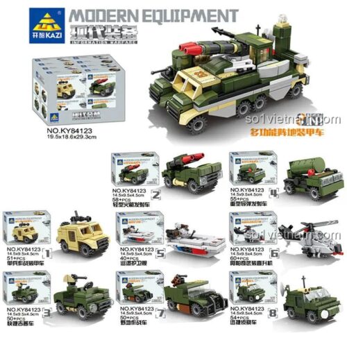 Mô hình đồ chơi lắp ráp Xe Bọc Thép Đa Năng KAZI KY84123. Bộ xếp hình quân sự 418 mảnh cho bé trai 6 tuổi, giá rẻ.