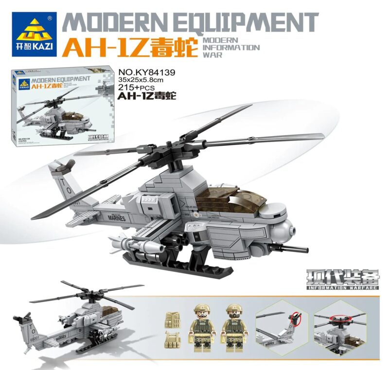 Bộ đồ chơi Trực thăng AH-1Z Viper KAZI KY84139 với 215 mảnh ghép, phù hợp cho bé trai 6 tuổi