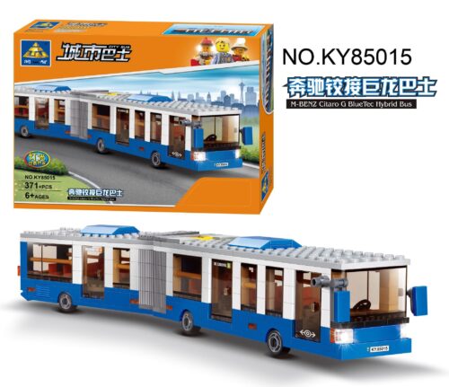 Bộ lắp ráp xe buýt thành phố KAZI KY85015 màu xanh dương. Đồ chơi mô hình xe buýt nối khớp Mercedes-Benz cho bé trai 6 tuổi, giá rẻ.