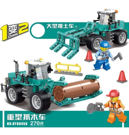 Bộ lắp ghép KAZI KY90456 Xe Công Trình Biến Hình 2 trong 1 cho bé trai 6 tuổi, đồ chơi lắp ráp Xe Ủi Đất và Xe Gắp Gỗ chất lượng cao giá tốt.
