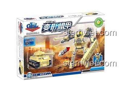 Hộp đồ chơi KAZI KY98111-4 Xe Tăng Biến Hình Robot Lục Chiến Thần Ưng, bộ lắp ghép 188 mảnh, chất lượng cao, phù hợp cho con trai yêu thích quân sự.