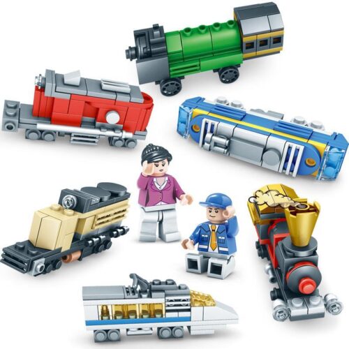 Tổng hợp 6 mẫu trong bộ lắp ráp Tàu Hỏa Sáng Tạo KAZI KY98222, đồ chơi xếp hình cho bé trai 6 tuổi.
