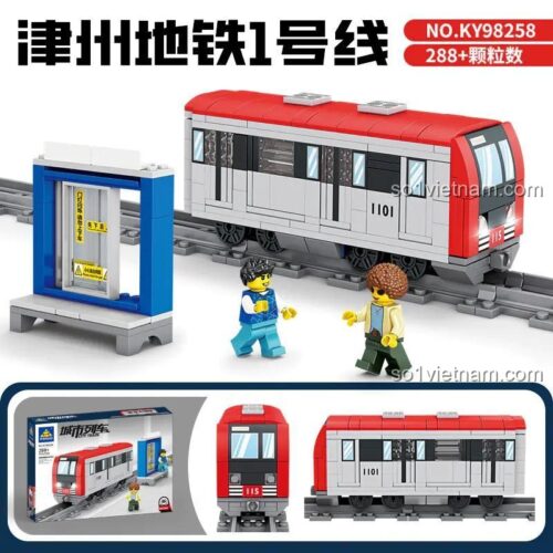 Đồ chơi xây dựng KY98258, Tàu điện ngầm thành phố KAZI với 288 chi tiết, mô hình tàu điện ngầm cho bé trai 6 tuổi.