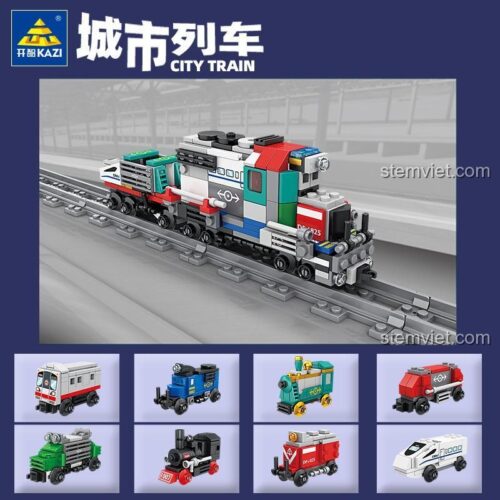 Đồ chơi mô hình KAZI KY98262 lắp ráp được 8 kiểu tàu hỏa khác nhau, phù hợp bé trai 6 tuổi, giá tiết kiệm.