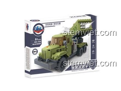 Hộp bộ đồ chơi lắp ráp KAZI KY98404 Xe phóng tên lửa, 365 chi tiết, bệ phóng xoay được, món quà đáng tiền cho bé trai yêu thích quân sự.