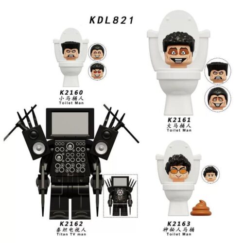 Mô hình lắp ráp Skibidi Toilet KDL K2160, nhân vật Skibidi Toilet Man nhỏ gọn, phù hợp cho bé trai 6 tuổi, đồ chơi lắp ghép giá tốt.
