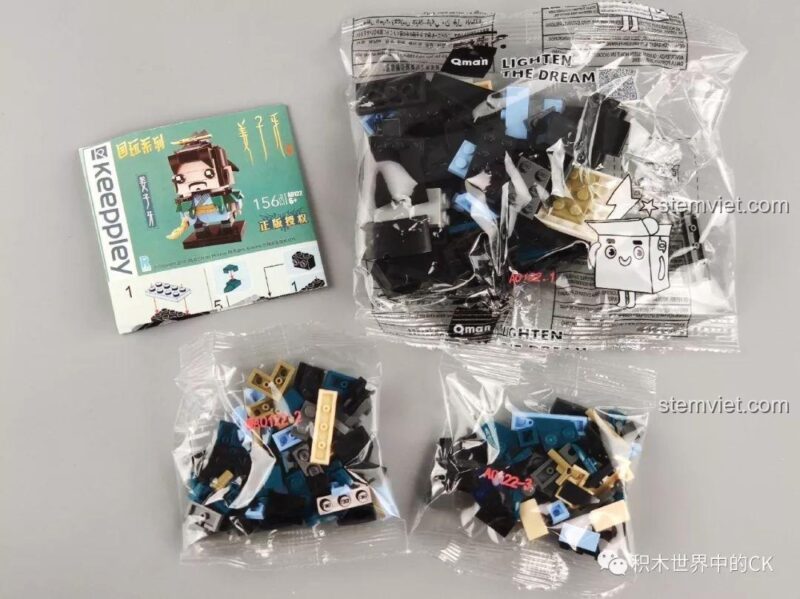 Các mảnh ghép của bộ lắp ráp Khương Tử Nha Keeppley A0122, đồ chơi xếp hình Khương Tử Nha 156 mảnh, chất lượng cao
