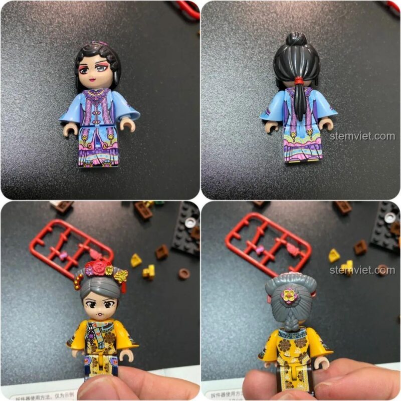 Hai minifigure Thái hậu và nghệ sĩ biểu diễn của bộ lắp ghép Sân khấu cung đình K10146, chi tiết tinh xảo, độc đáo