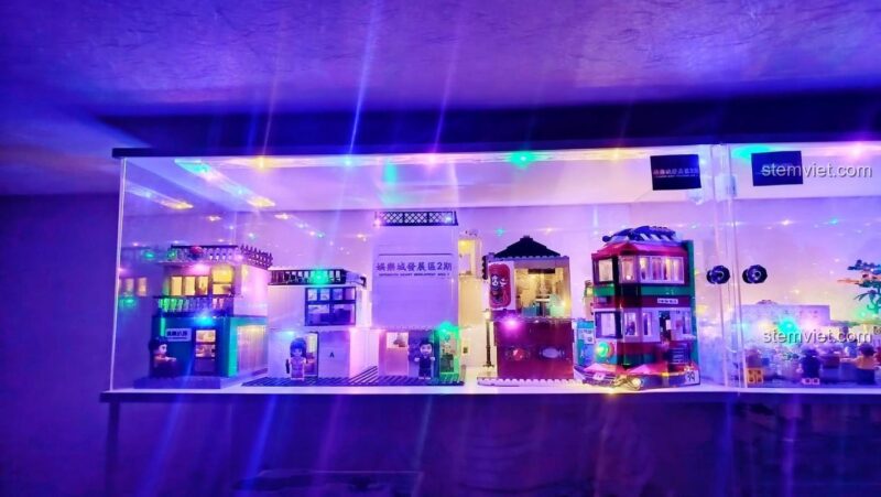 Ảnh review thực tế bộ lắp ghép Phố Cổ Phong Cách Trung Hoa Keeppley K18002, mô hình có đèn LED lung linh, phù hợp trang trí, giá tốt