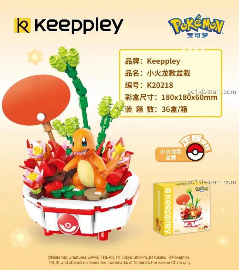 Mặt trước hộp Keeppley K20218 Pokemon Charmander Bonsai
