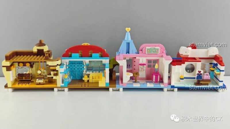 Chi tiết figure Hello Kitty K20807 từ phía sau, cho thấy chất lượng hoàn thiện của bộ xếp hình 807.