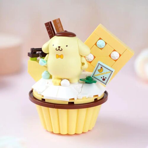 Mô hình Pompompurin trên bánh cupcake màu vàng, bộ lắp ghép Keeppley K20816, đồ chơi Pompompurin dễ thương cho bé gái 6 tuổi