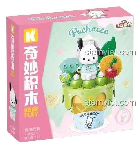 Mô hình lắp ghép Keeppley K20846 Kem Ốc Quế Pochacco vị nho xanh, một trong những bộ lắp ghép Kem Ốc Quế Pochacco đáng yêu cho con gái 12 tuổi.