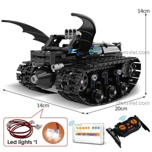 Kích thước đồ chơi mô hình Xe Batmobile Điều Khiển Từ Xa K96128, có đèn LED và điều khiển từ xa.