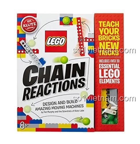 Sách kỹ sư LEGO® Chain Reactions Klutz ISBN9780545703307, bộ lắp ghép STEM cho bé trai và bé gái 8 tuổi, học cơ học qua chơi, giá tiết kiệm.