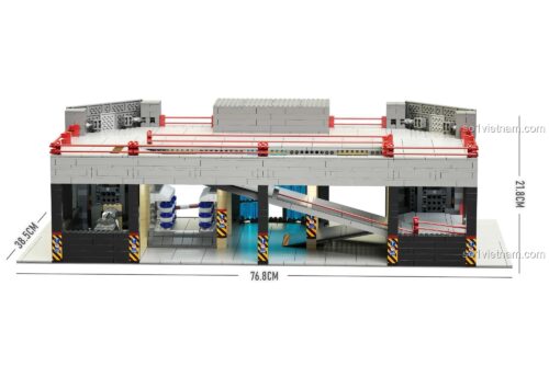 Đồ chơi mô hình Konsopt KB900, thể hiện kích thước chi tiết của xưởng xe buýt KMB Kowloon Bay, giúp bé trai 14 tuổi dễ hình dung