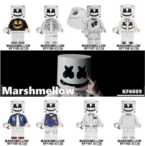 Bộ đồ chơi Minifigure DJ Marshmello Kopf KF1157 giá rẻ, gồm 8 nhân vật DJ Kẹo Dẻo với các trang phục khác nhau, đồ chơi cho con trai 6 tuổi.
