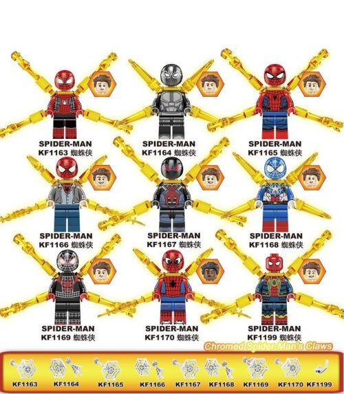 Bộ 9 minifigure Người Nhện Kopf KF1163 đồ chơi mô hình Spider-Man đa dạng trang phục, phù hợp bé trai 6 tuổi, giá tốt.