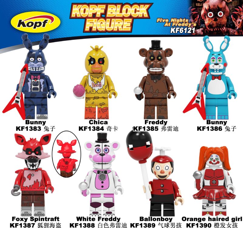 Bộ đồ chơi Minifigure Five Nights at Freddy's Kopf KF1386 với 8 nhân vật kinh điển, đồ chơi lắp ghép nhân vật FNAF cho bé trai 13 tuổi giá tốt.