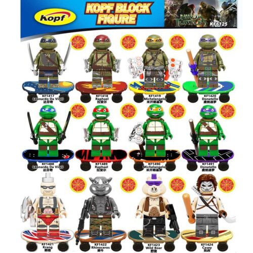 Bộ 12 Minifigures Ninja Rùa Kopf KF1417 chất lượng cao, đồ chơi mô hình Ninja Rùa cho bé trai 6 tuổi, giá rẻ bất ngờ.