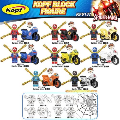 Bộ lắp ghép Người Nhện KF1524 Kopf kèm xe mô tô, đồ chơi lắp ráp siêu anh hùng cho bé trai 6 tuổi giá tốt.