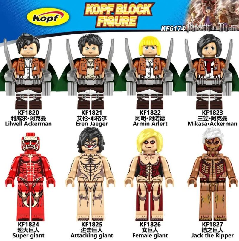 Minifigure Mikasa Ackerman Kopf KF1823, nhân vật Attack on Titan, kèm 2 thanh kiếm, đồ chơi lắp ráp cho bé trai 14 tuổi, giá tốt